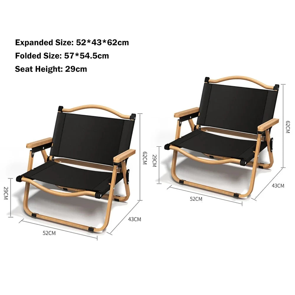 Outdoor Chair | Foldable & Lightweight Oxford Fabric | Beech Wood Armrests