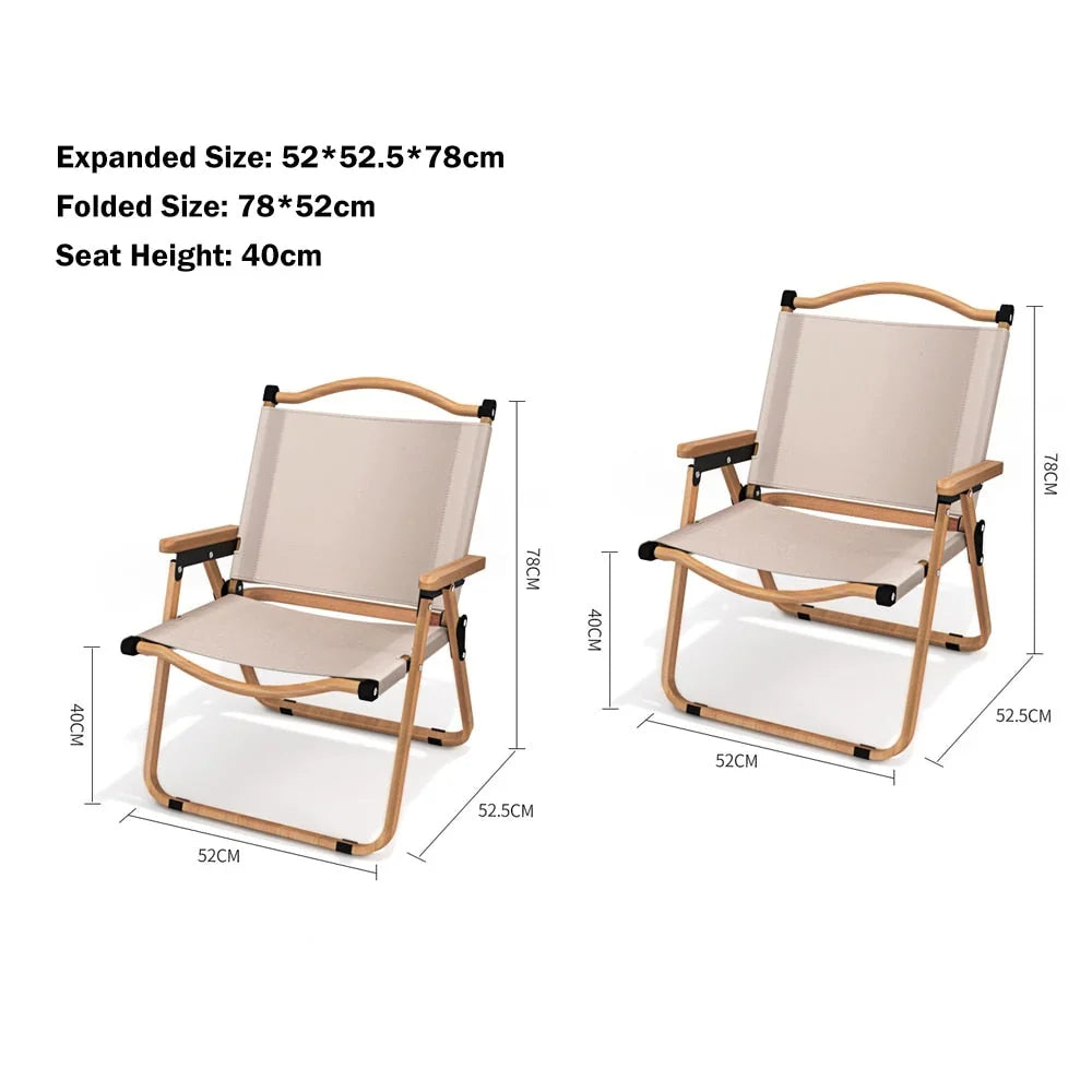 Outdoor Chair | Foldable & Lightweight Oxford Fabric | Beech Wood Armrests