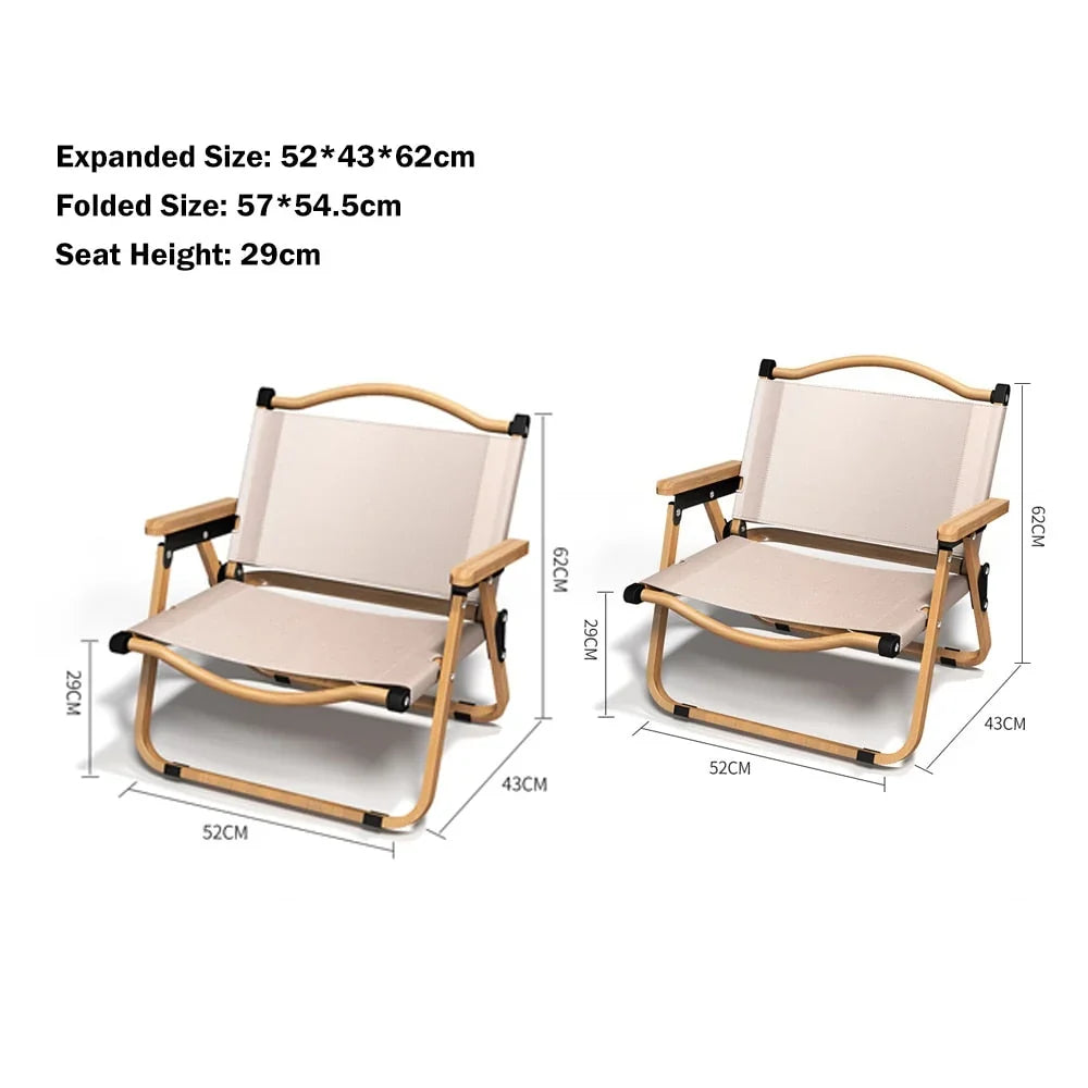 Outdoor Chair | Foldable & Lightweight Oxford Fabric | Beech Wood Armrests