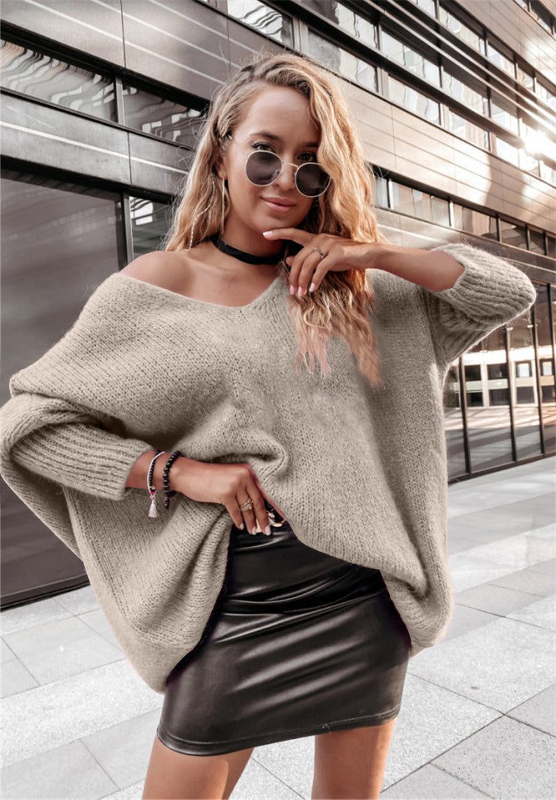 Philomene | Women's Oversized Knit Sweater with Wide Neck