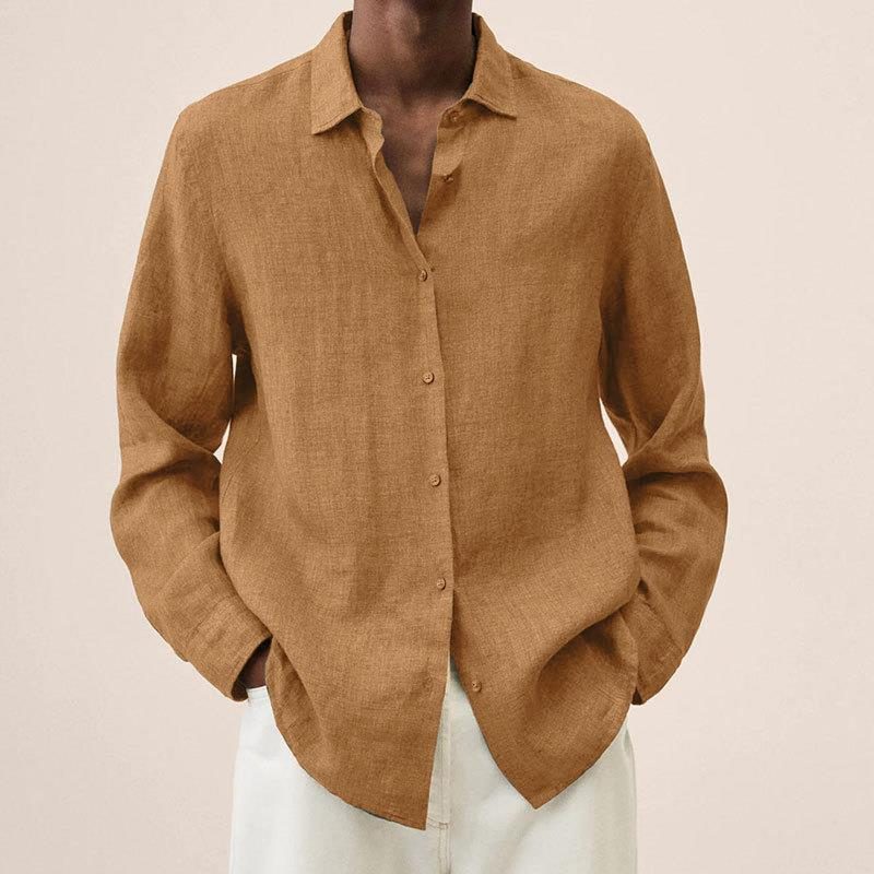 Oversized Linen Button-Down Shirt for Men