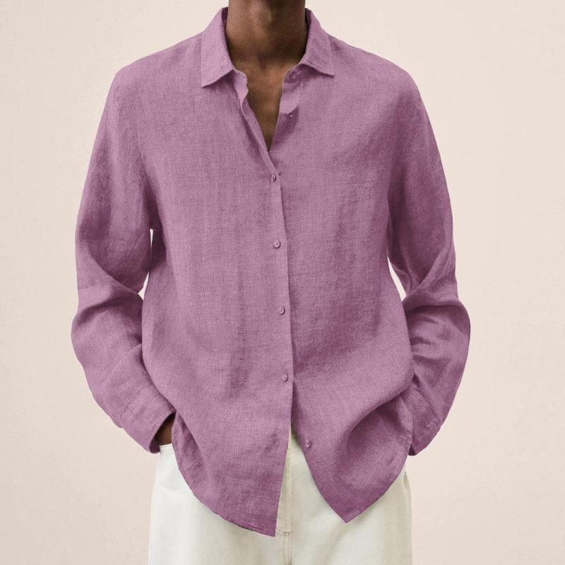 Oversized Linen Button-Down Shirt for Men
