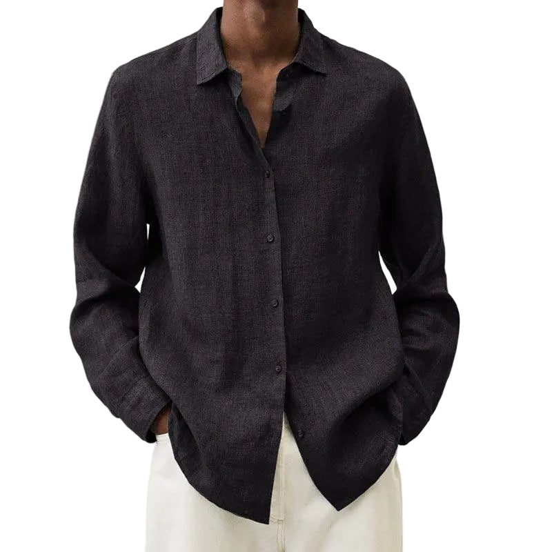 Oversized Linen Button-Down Shirt for Men