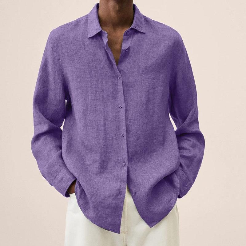 Oversized Linen Button-Down Shirt for Men