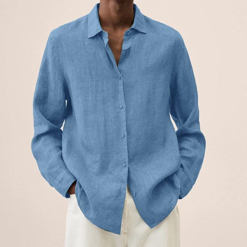 Oversized Linen Button-Down Shirt for Men