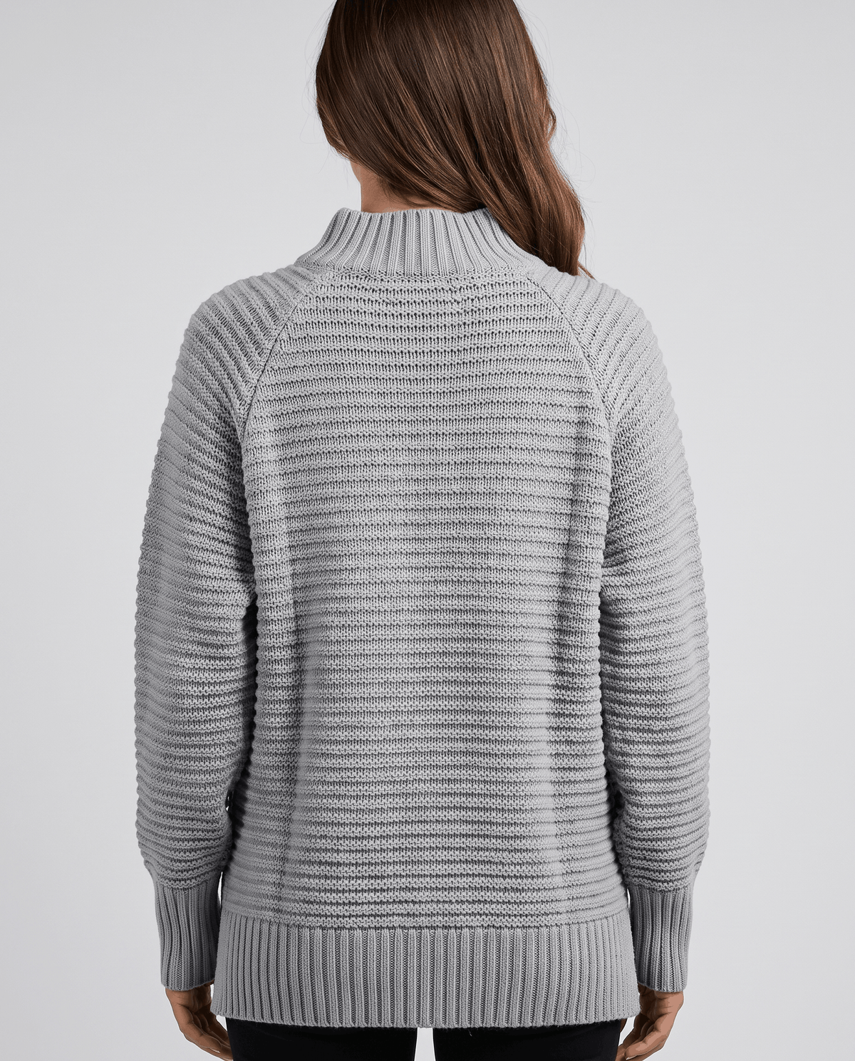 Oversized Mock Neck Sweater – Long Sleeve, Textured Knit & Side Slits | Kryzel