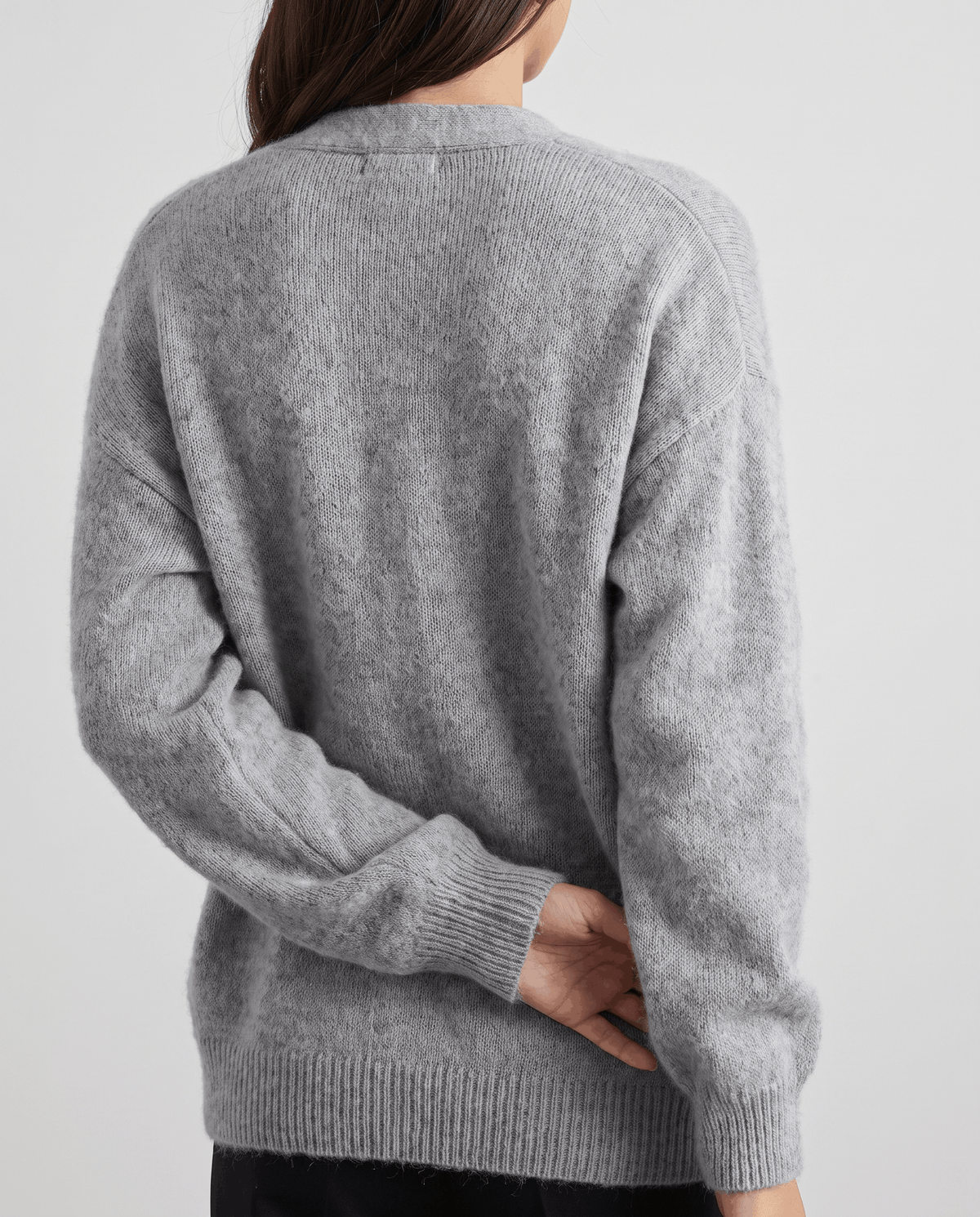 Oversized V-Neck Cardigan Sweater – Fuzzy Wool Knit, Drop Shoulder & Button Front | Zelie
