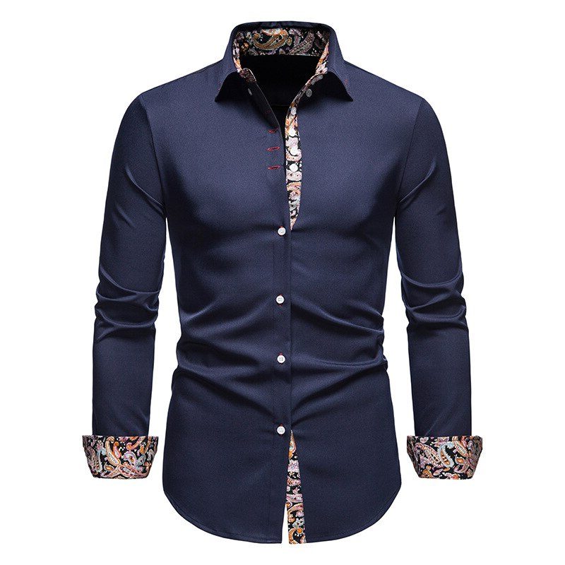Paisley Button-Down Shirt with Long Sleeves for Men