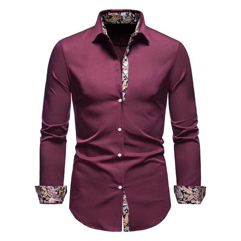 Paisley Button-Down Shirt with Long Sleeves for Men