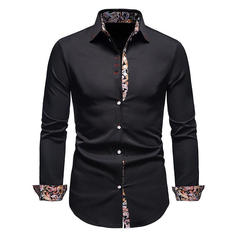 Paisley Button-Down Shirt with Long Sleeves for Men