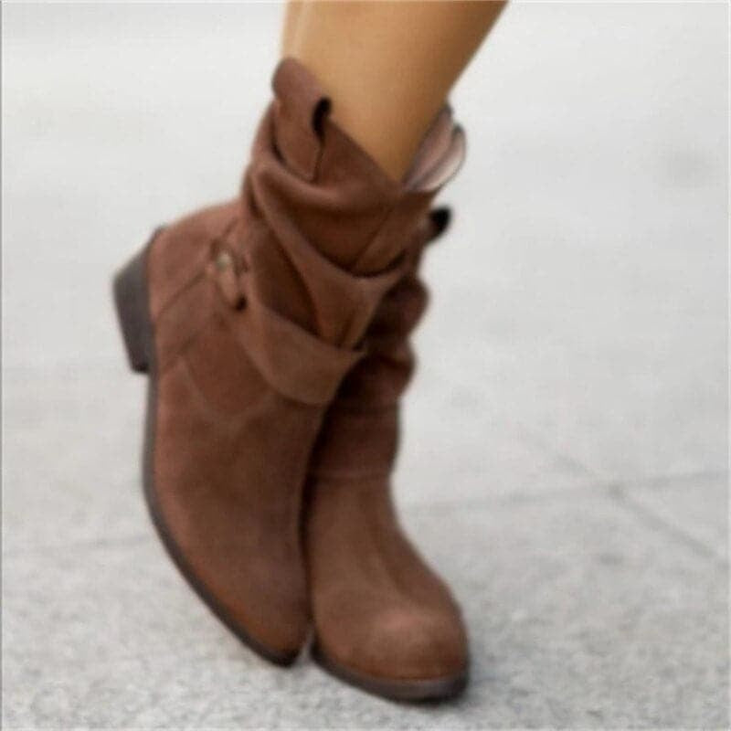 Delaney | Women's Flat Suede Ankle Boots Buckle