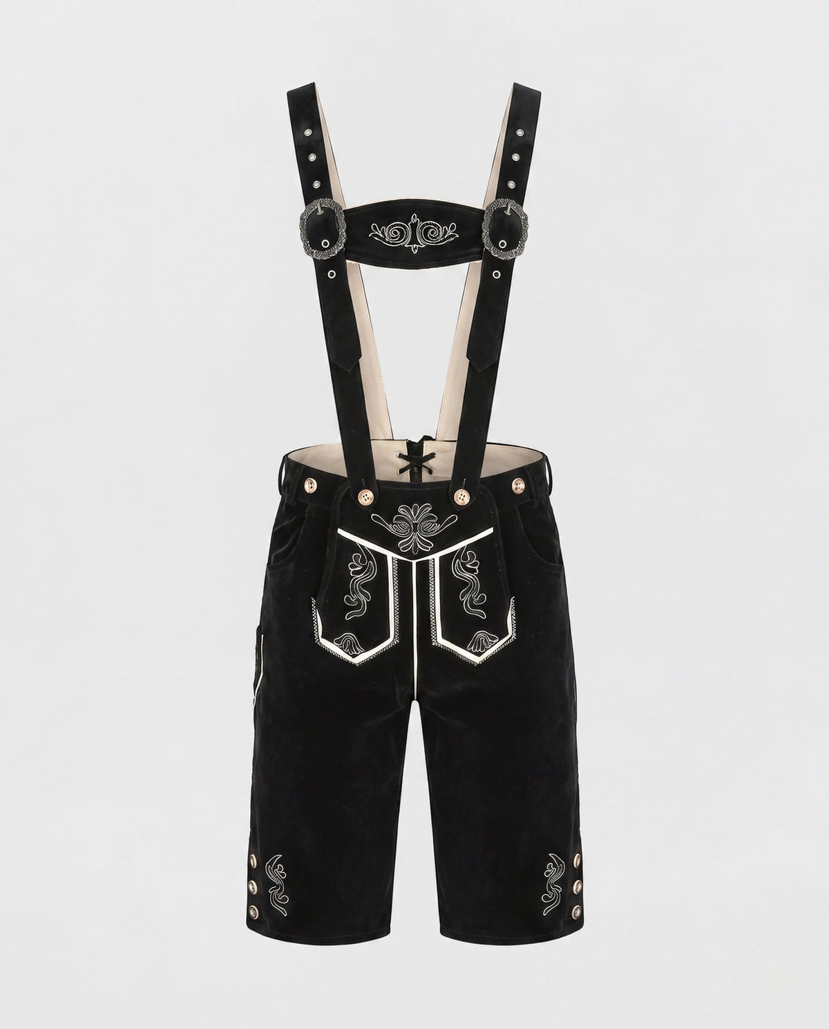 Women’s Traditional Embroidered Lederhosen Shorts – Adjustable Suspender Leather-Style Folk Trousers for Oktoberfest Festivals Cultural Celebrations and Heritage-Inspired Occasion Wear