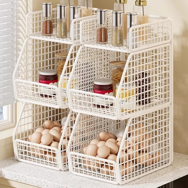 Pantry Organizer | Stackable Wire & Two Open-Front Baskets