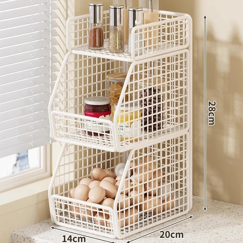 Pantry Organizer | Stackable Wire & Two Open-Front Baskets