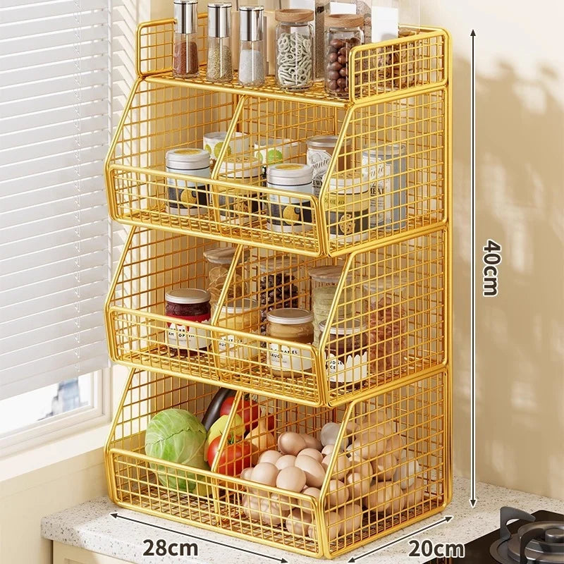 Pantry Organizer | Stackable Wire & Two Open-Front Baskets