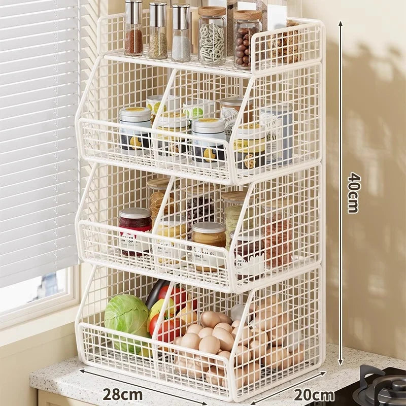 Pantry Organizer | Stackable Wire & Two Open-Front Baskets