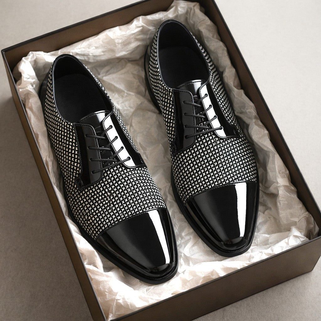 Patent Cap Toe Lace-Up Oxford for Men