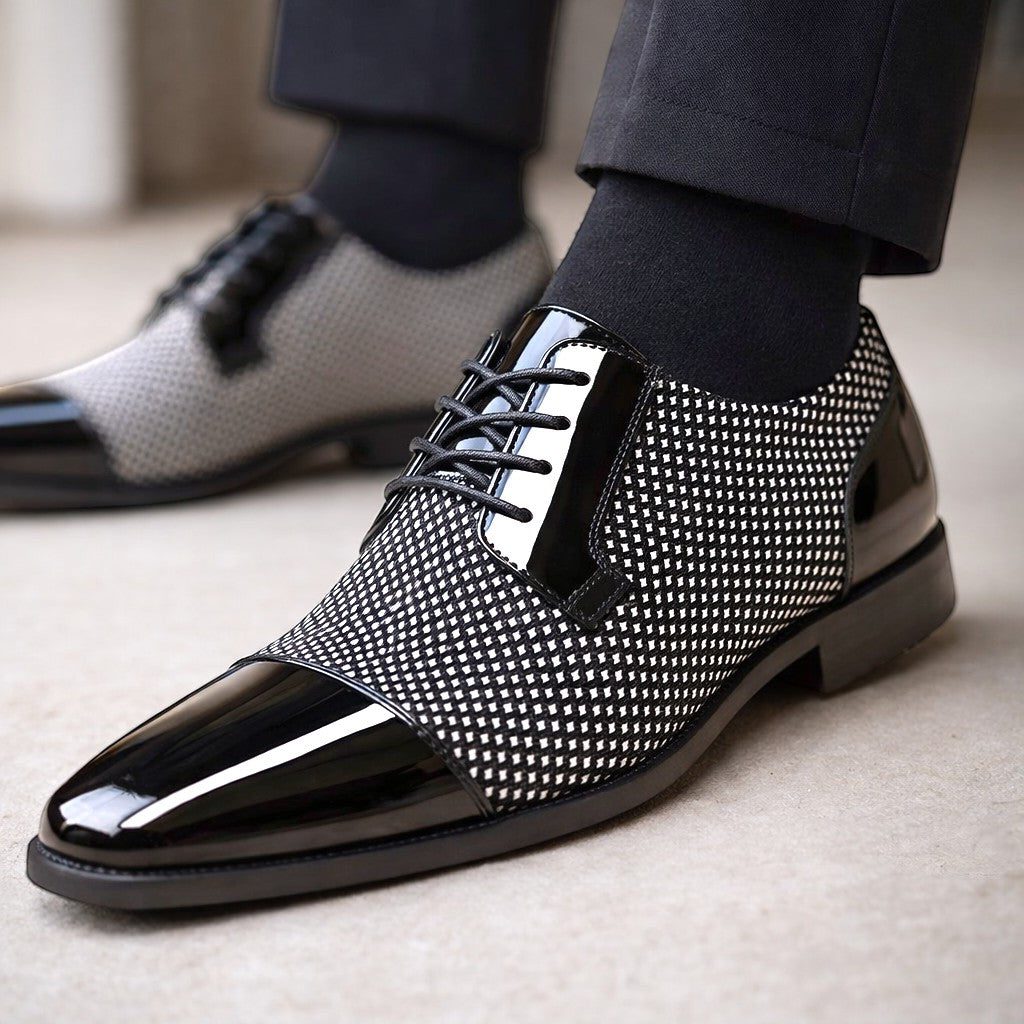 Patent Cap Toe Lace-Up Oxford for Men