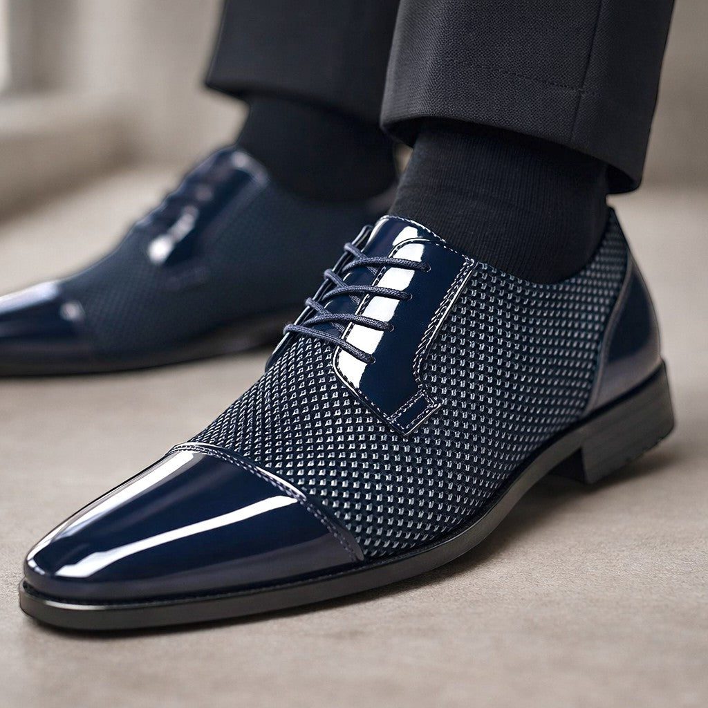 Patent Cap Toe Lace-Up Oxford for Men