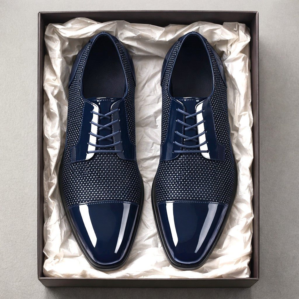 Patent Cap Toe Lace-Up Oxford for Men