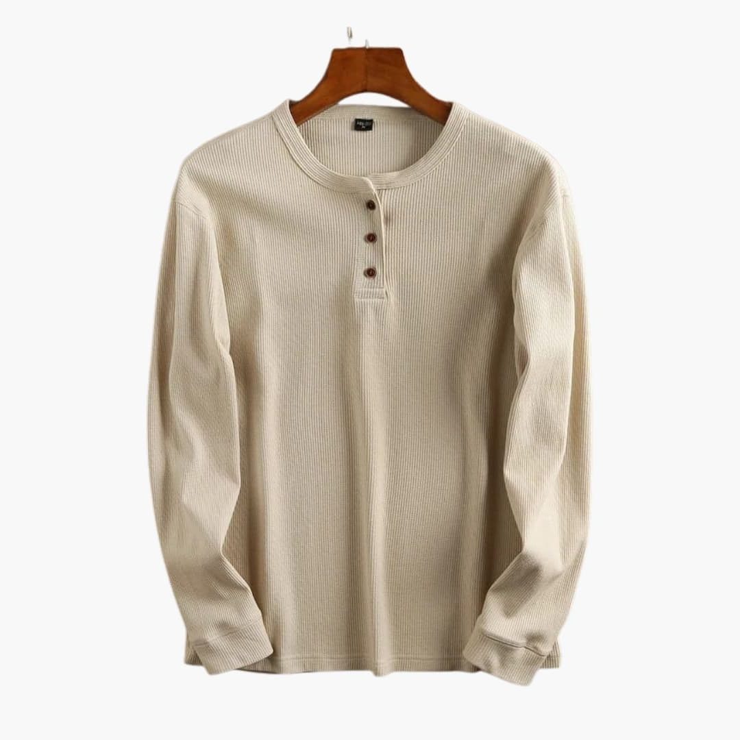 Paul | Men's Ribbed Knit Henley with Crew Neck