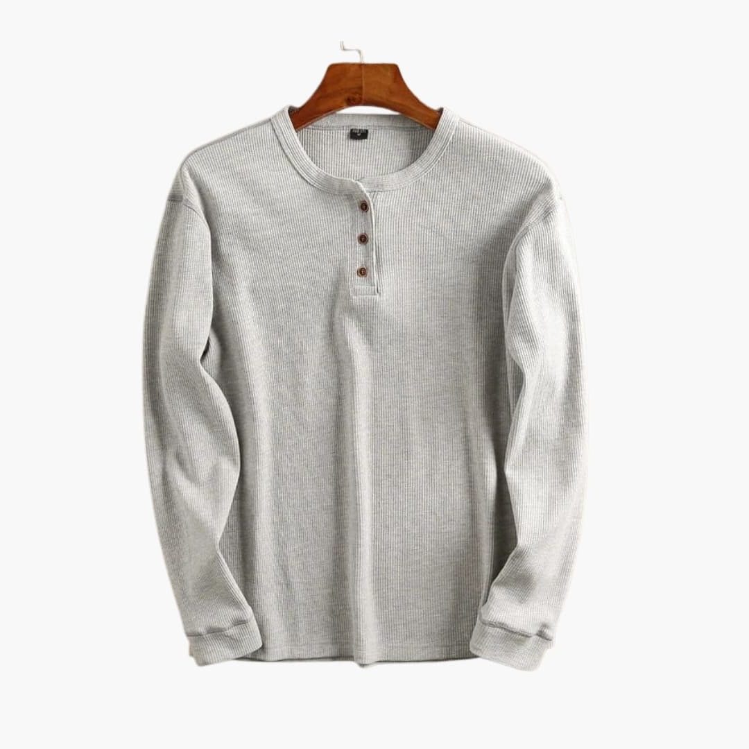 Paul | Men's Ribbed Knit Henley with Crew Neck