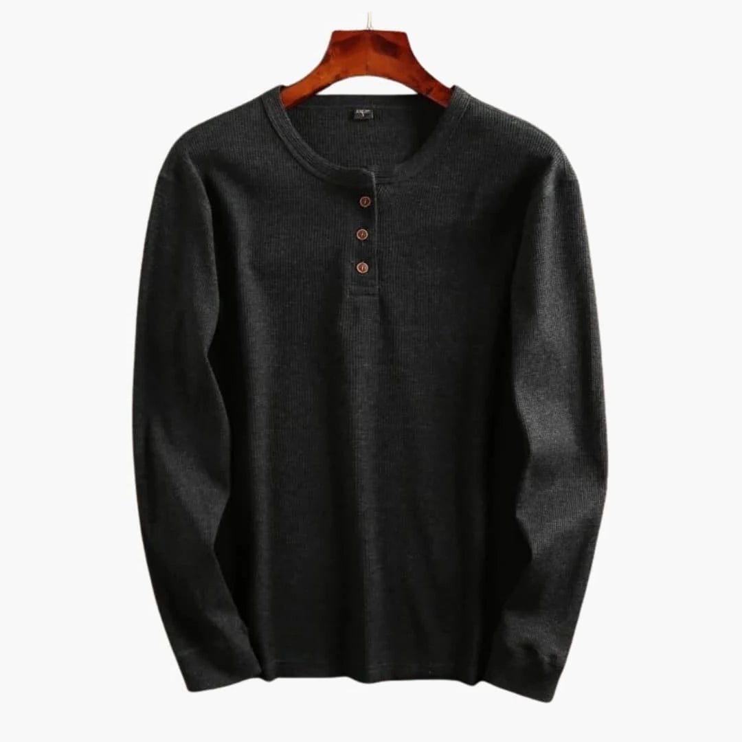 Paul | Men's Ribbed Knit Henley with Crew Neck