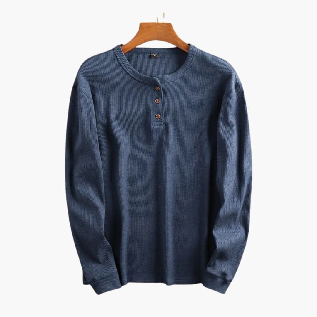 Paul | Men's Ribbed Knit Henley with Crew Neck
