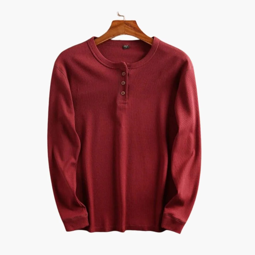 Paul | Men's Ribbed Knit Henley with Crew Neck