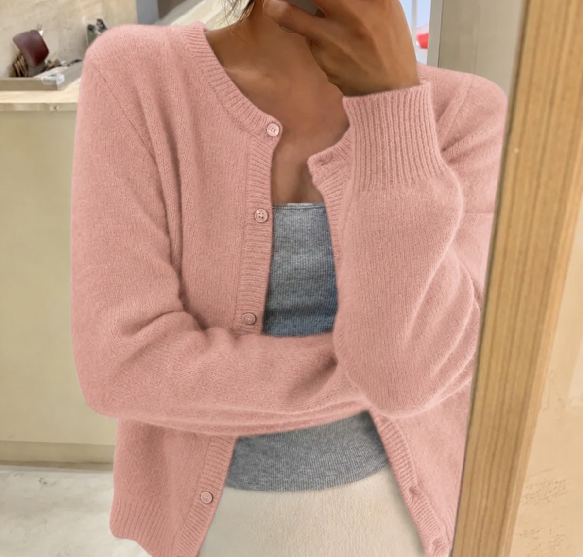 Zoe | Women's Soft Knit Cardigan Sweater Crew Neck Button Up