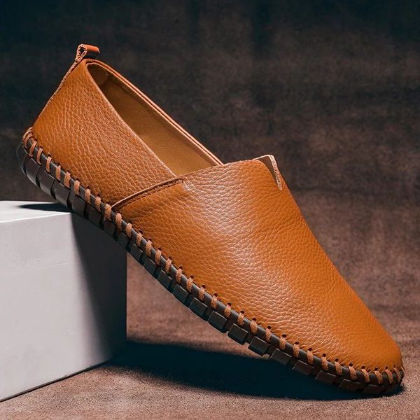 Pebbled Leather Slip-On Loafers for Men