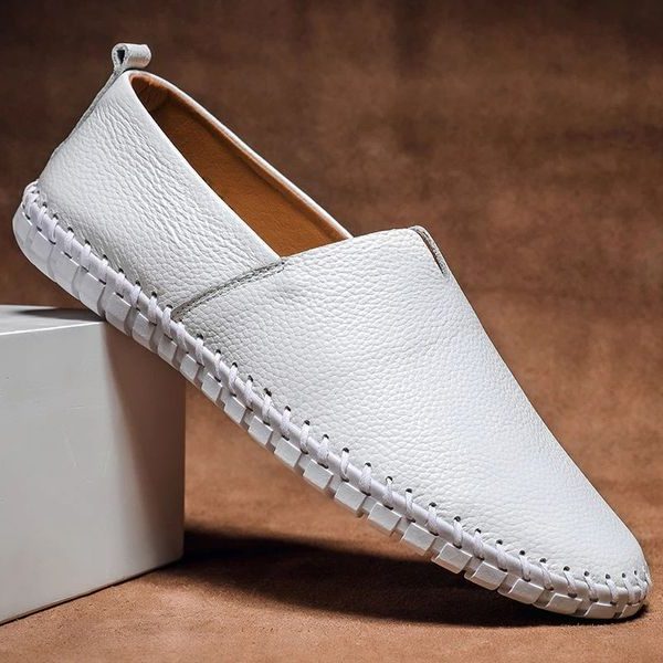 Pebbled Leather Slip-On Loafers for Men