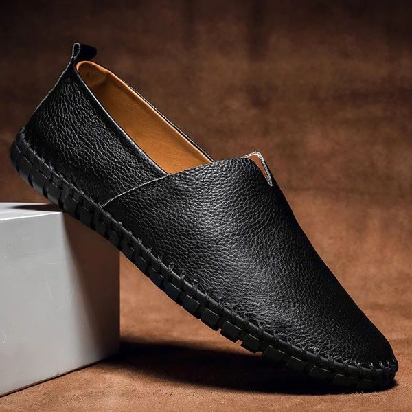 Pebbled Leather Slip-On Loafers for Men