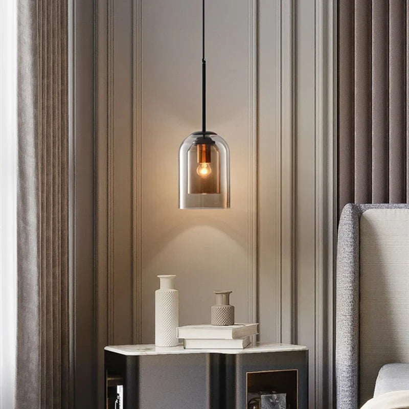 Pendant Light | Double-Glass Smoke Grey & Rust | 150 cm Cord