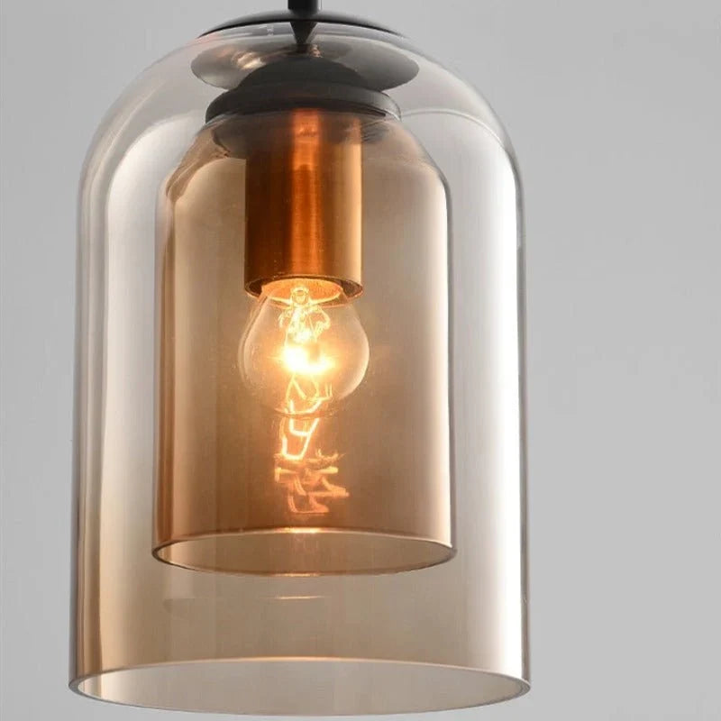 Pendant Light | Double-Glass Smoke Grey & Rust | 150 cm Cord