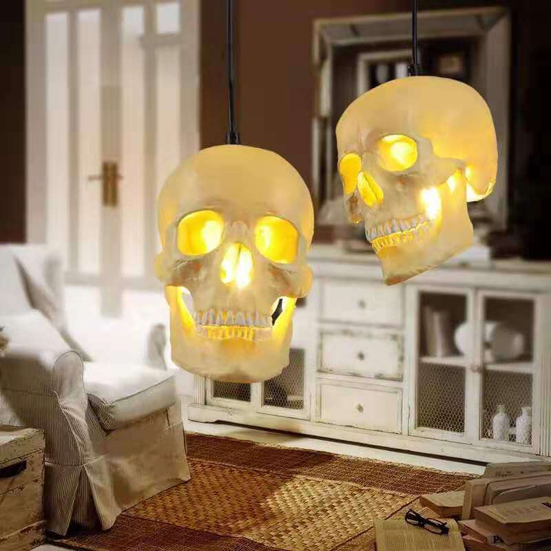 Pendant Light | Skull Resin Shade & Iron Fittings | 180 cm Cord