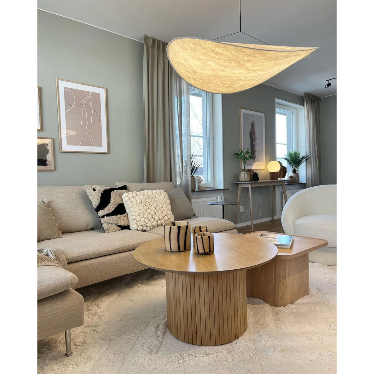 Pendant Light with Sculptural Ribbon Shade and Textured Diffuser for Bathroom Fixtures