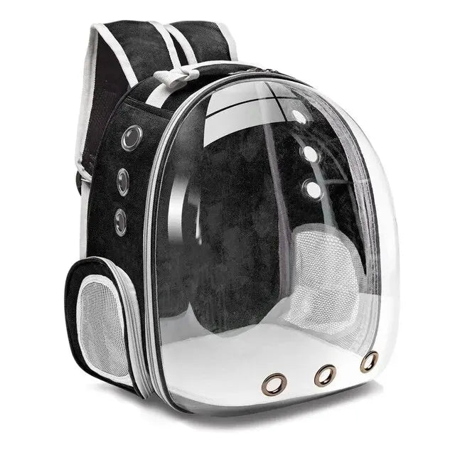 Pet Backpack | Transparent Capsule & Breathable Oxford | For Cats, Small Dogs & Birds