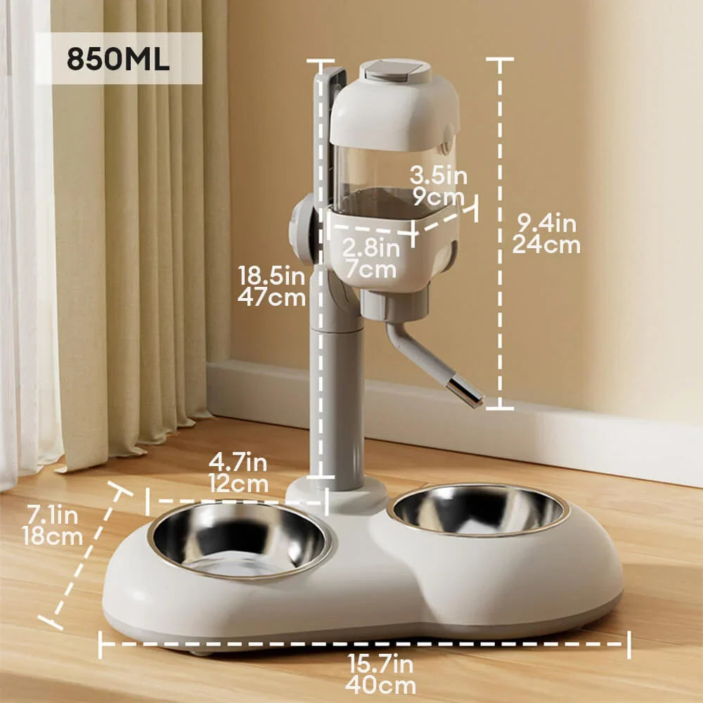 Pet Feeding Station | Gravity-Fed Water & Easy-Clean | 850 mL