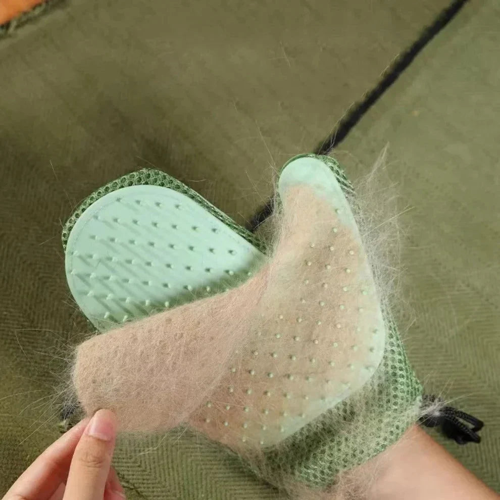 Pet Hair Removal Glove | Double-Sided Massage & Rubberized Bristles | Fits Left & Right Hands