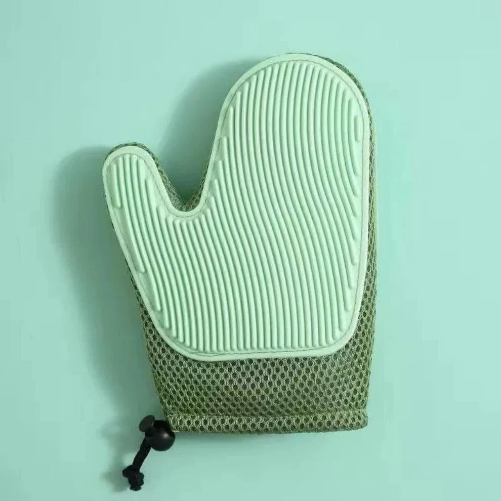 Pet Hair Removal Glove | Double-Sided Massage & Rubberized Bristles | Fits Left & Right Hands