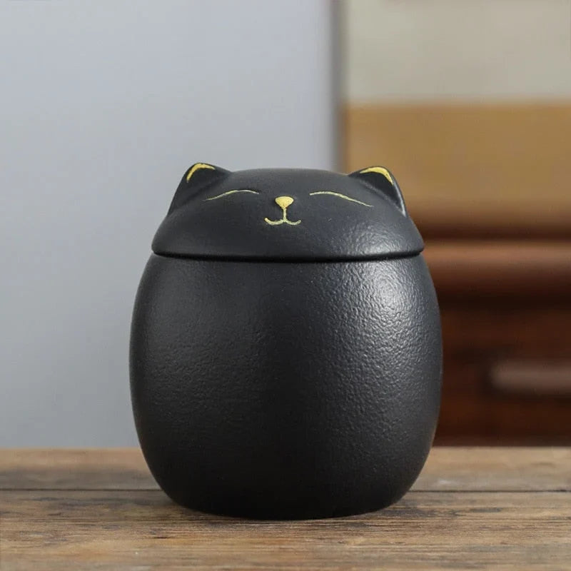 Pet Memorial Urn | Handmade Ceramic Cat-Shaped | For Cats & Small Pets