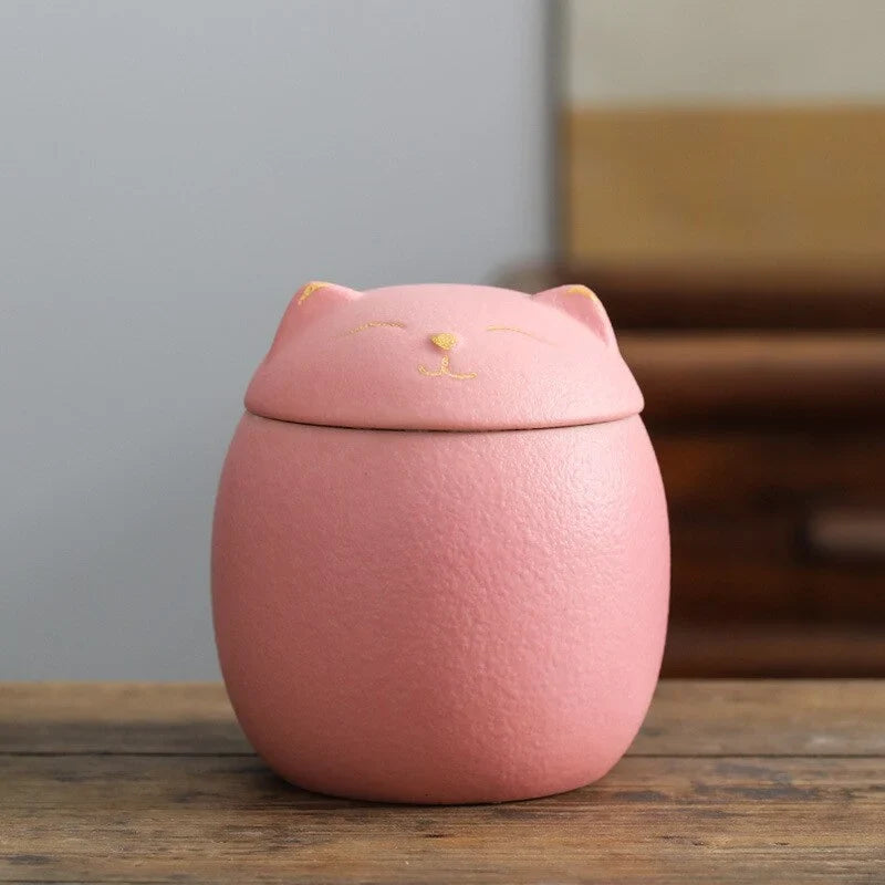 Pet Memorial Urn | Handmade Ceramic Cat-Shaped | For Cats & Small Pets
