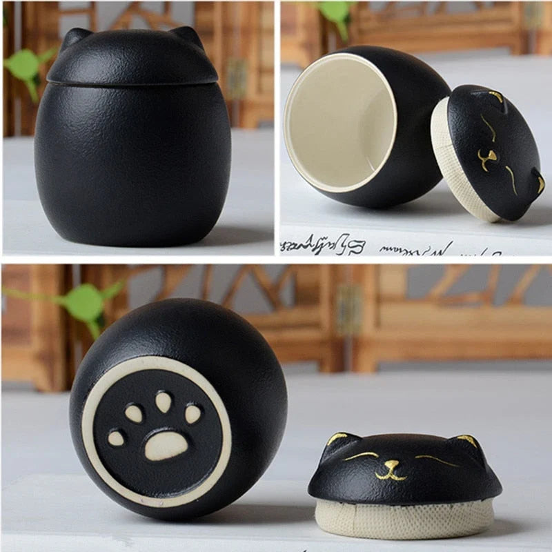 Pet Memorial Urn | Handmade Ceramic Cat-Shaped | For Cats & Small Pets