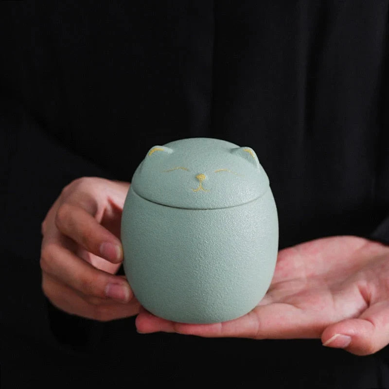 Pet Memorial Urn | Handmade Ceramic Cat-Shaped | For Cats & Small Pets