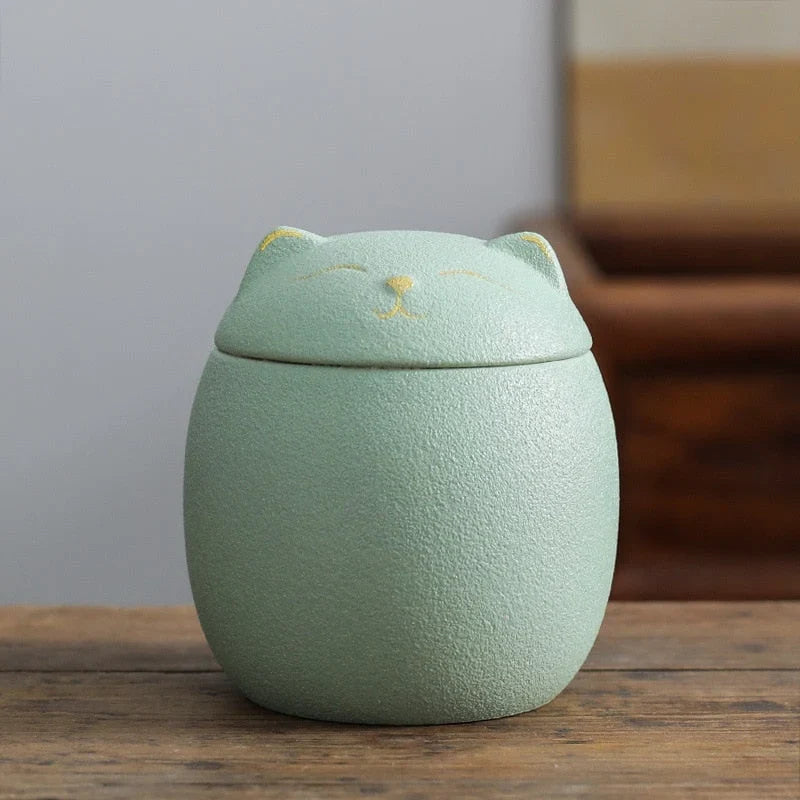 Pet Memorial Urn | Handmade Ceramic Cat-Shaped | For Cats & Small Pets