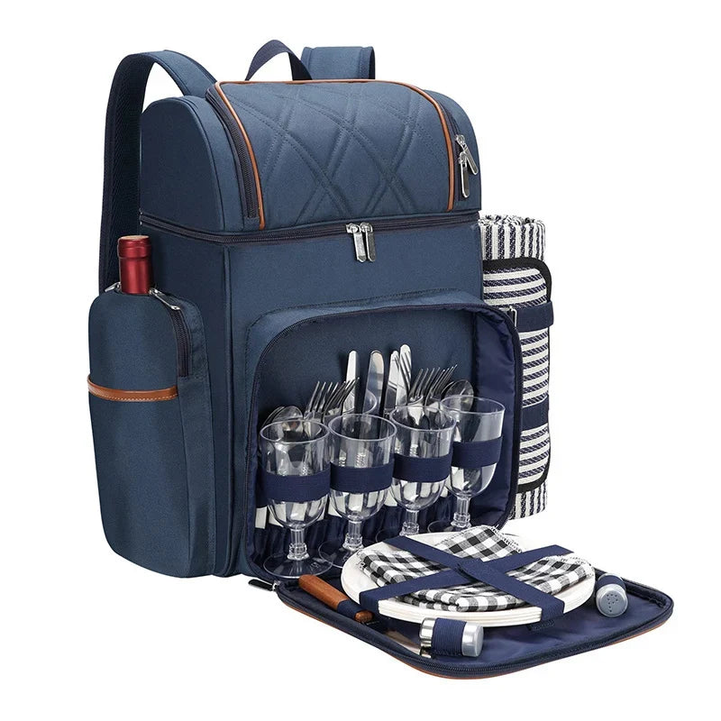 Picnic Backpack | Insulated & Complete Dining Set | Serves 4