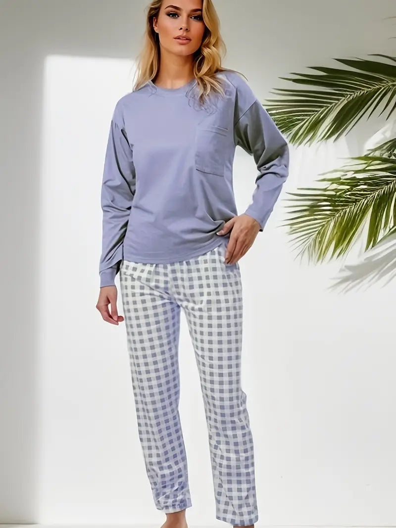 Sadie | Women's Long Sleeve Pajama Set Plaid Pants