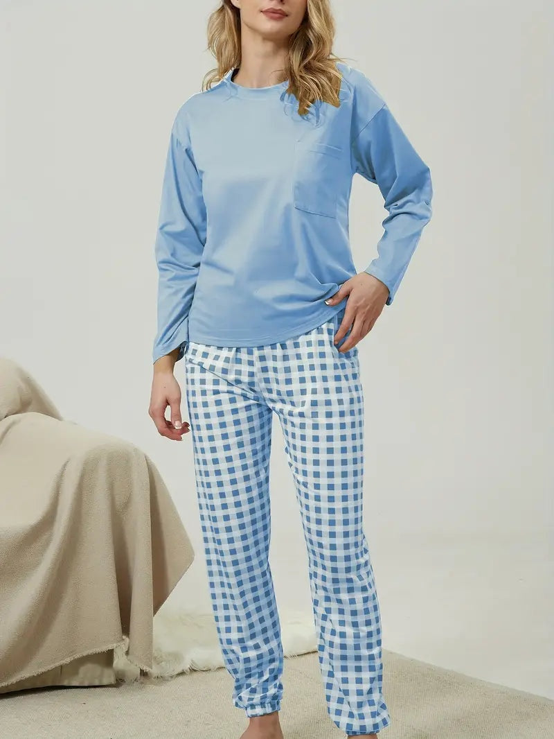 Sadie | Women's Long Sleeve Pajama Set Plaid Pants