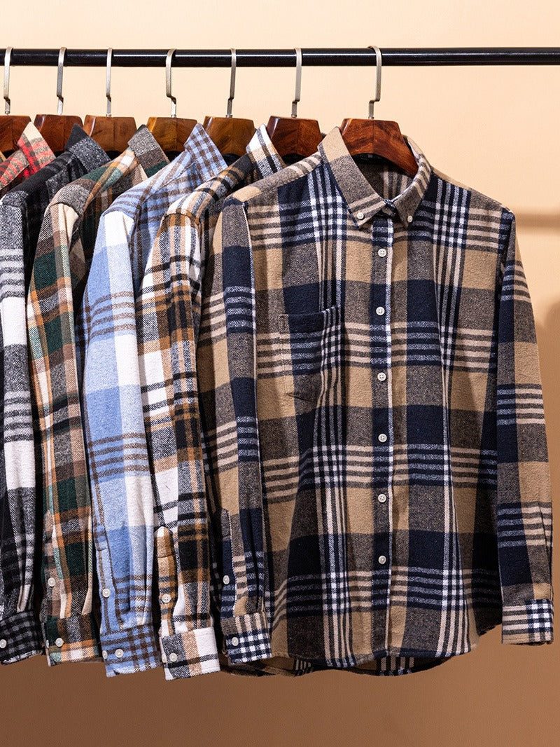 Plaid Button-Down Shirt for Men